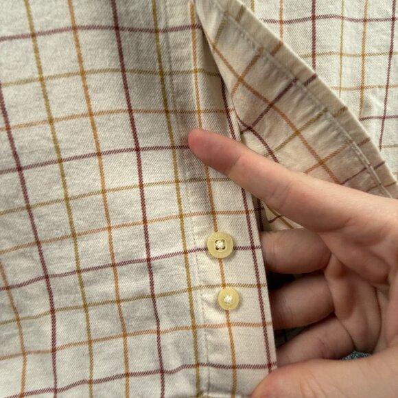 Viyella Brown Yellow 16 Check Button-Down Wool Cotton Short Sleeve Shirt Men - Picture 7 of 13